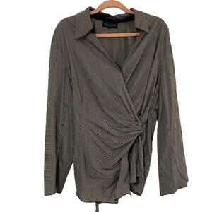 Jones New York Petite 3X Black & White Checkered Top